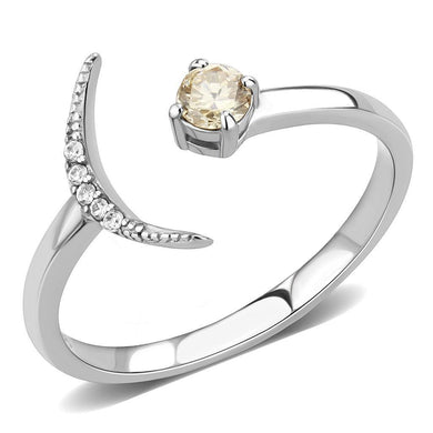 Womens Ring Moon North Star Champagne Color Stainless Steel Ring with AAA Grade CZ - Jewelry Store by Erik Rayo