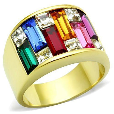 Womens Ring Multi Color Stones Stainless Steel Ring with Top Grade Crystal - Jewelry Store by Erik Rayo