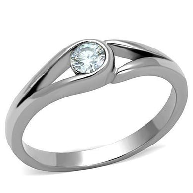 Womens Ring Solitaire Stainless Steel Ring with AAA Grade CZ in Clear - Jewelry Store by Erik Rayo