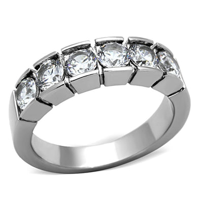 Womens Rings High polished (no plating) 316L Stainless Steel Ring with AAA Grade CZ in Clear TK1082 - Jewelry Store by Erik Rayo