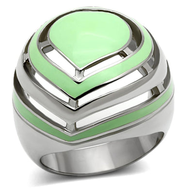 Womens Rings High polished (no plating) 316L Stainless Steel Ring with Epoxy in Emerald TK1140 - Jewelry Store by Erik Rayo