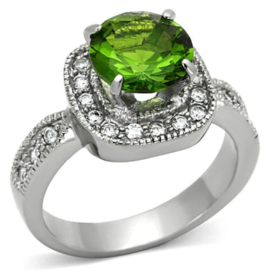 Womens Rings High polished (no plating) 316L Stainless Steel Ring with Glass in Peridot TK1227 - Jewelry Store by Erik Rayo