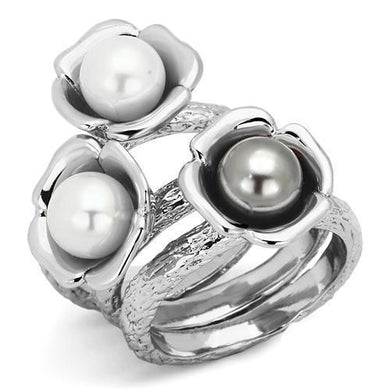Womens Rings High polished (no plating) 316L Stainless Steel Ring with Synthetic Pearl in Multi Color TK1449 - Jewelry Store by Erik Rayo