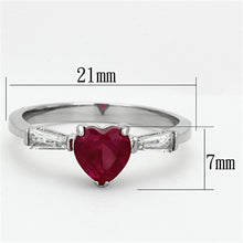Load image into Gallery viewer, Womens Rings High polished (no plating) Stainless Steel Ring with AAA Grade CZ in Ruby TK1221 - Jewelry Store by Erik Rayo

