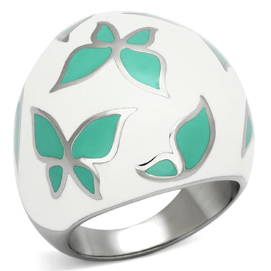 Womens Rings High polished (no plating) Stainless Steel Ring with Epoxy in Emerald TK1137 - Jewelry Store by Erik Rayo