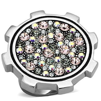 Womens Rings High polished (no plating) Stainless Steel Ring with Top Grade Crystal in Multi Color TK1113 - Jewelry Store by Erik Rayo
