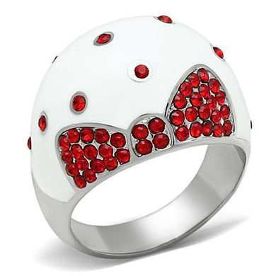 Womens Rings High polished (no plating) Stainless Steel Ring with Top Grade Crystal in Ruby TK260 - Jewelry Store by Erik Rayo