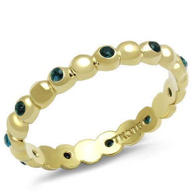 Womens Rings IP Gold (Ion Plating) 316L Stainless Steel Ring with Glass in Montana TK3086 - Jewelry Store by Erik Rayo