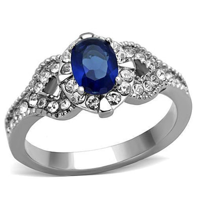 Womens Rings Silver Blue Sapphire Stainless Steel Ring in Montana - Jewelry Store by Erik Rayo