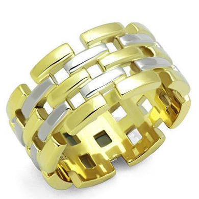 Womens Rings Two-Tone IP Gold (Ion Plating) 316L Stainless Steel Ring with No Stone TK1705 - Jewelry Store by Erik Rayo
