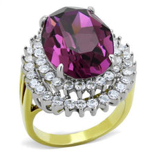 Load image into Gallery viewer, Womens Rings Two-Tone IP Gold (Ion Plating) 316L Stainless Steel Ring with Top Grade Crystal in Amethyst TK1892 - Jewelry Store by Erik Rayo
