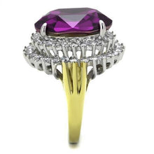 Load image into Gallery viewer, Womens Rings Two-Tone IP Gold (Ion Plating) 316L Stainless Steel Ring with Top Grade Crystal in Amethyst TK1892 - Jewelry Store by Erik Rayo
