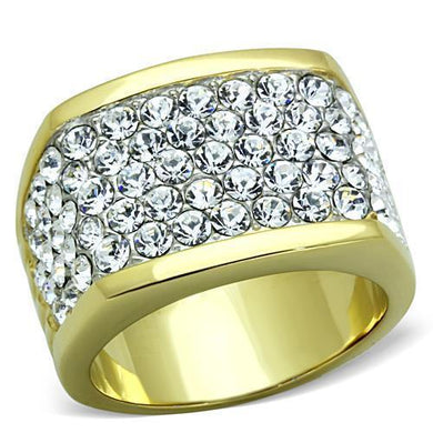 Womens Rings Two-Tone IP Gold (Ion Plating) Stainless Steel Ring with Top Grade Crystal in Clear TK1545 - Jewelry Store by Erik Rayo