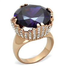 Load image into Gallery viewer, Womens Rose Gold Ring Anillo Para Mujer y Ninos Unisex Kids 316L Stainless Steel Ring with AAA Grade CZ in Amethyst Carpi - Jewelry Store by Erik Rayo
