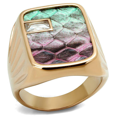 Womens Rose Gold Ring Anillo Para Mujer y Ninos Unisex Kids 316L Stainless Steel Ring with Leather in Multi Color Avellino - Jewelry Store by Erik Rayo