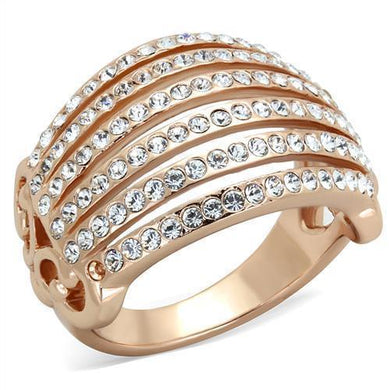 Womens Rose Gold Ring Anillo Para Mujer y Ninos Unisex Kids 316L Stainless Steel Ring with Top Grade Crystal in Clear Argenta - Jewelry Store by Erik Rayo
