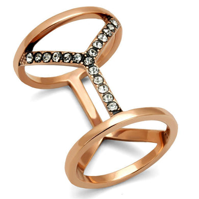 Womens Rose Gold Ring Anillo Para Mujer y Ninos Unisex Kids 316L Stainless Steel Ring with Top Grade Crystal in Clear Calabria - Jewelry Store by Erik Rayo