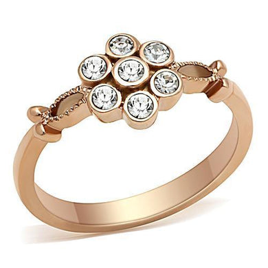 Womens Rose Gold Ring Anillo Para Mujer y Ninos Unisex Kids Stainless Steel Ring with Top Grade Crystal in Clear Marino - Jewelry Store by Erik Rayo