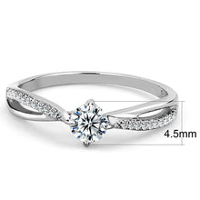 Load image into Gallery viewer, Womens Silver Rings High polished (no plating) Stainless Steel Ring with AAA Grade CZ in Clear DA035 - Jewelry Store by Erik Rayo
