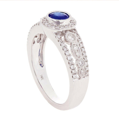 Womens Solid Gold Ring 14k White Gold 0.37ctw Sapphire & Diamond Triple Row Engagement Ring Size 4 - Jewelry Store by Erik Rayo