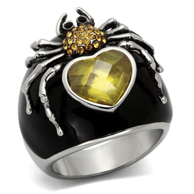 Womens Spider Ring Black Yellow Anillo Para Mujer y Ninos Unisex Kids 316L Stainless Steel Ring - Jewelry Store by Erik Rayo